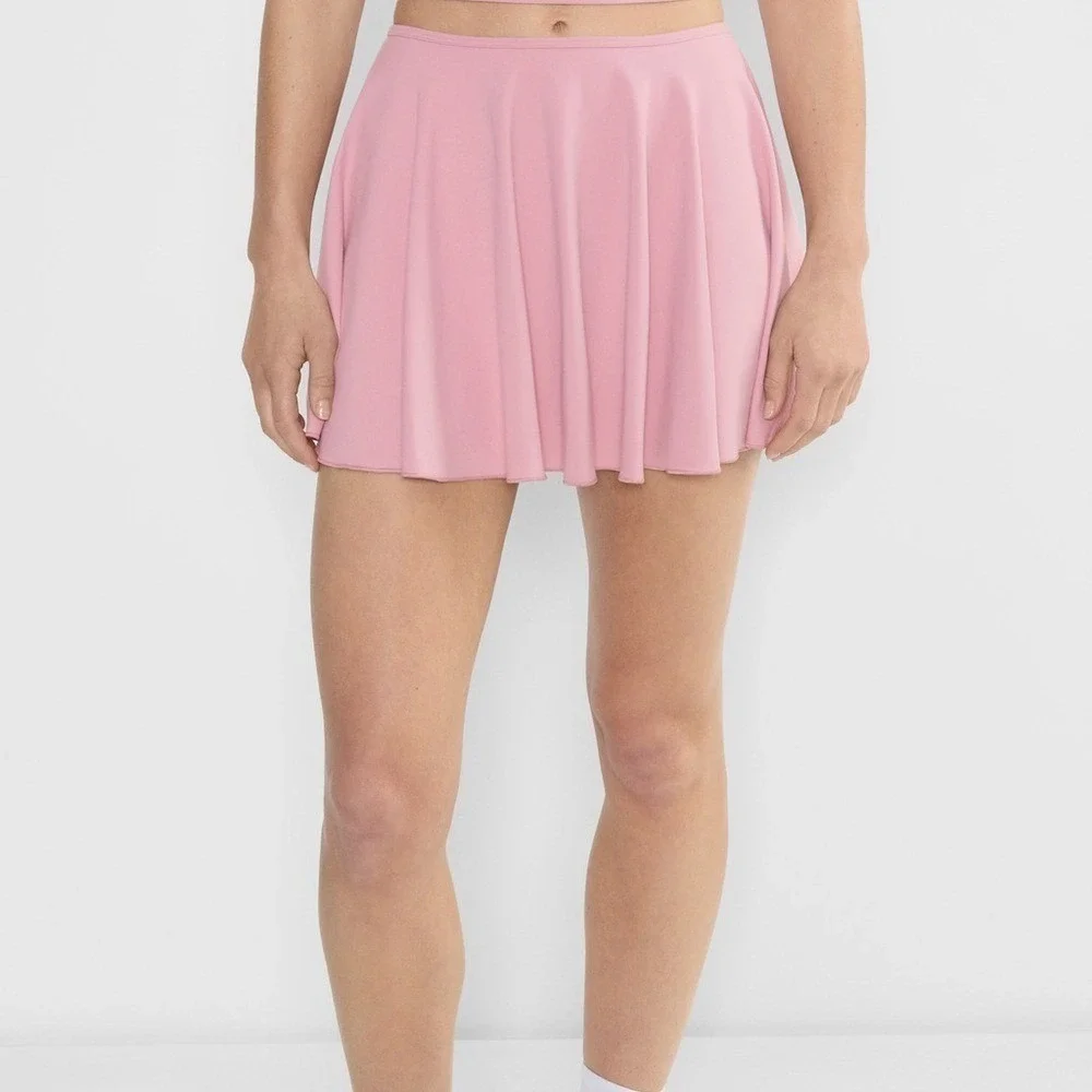 Aritzia Golden Butter‎ Baseline Micro Skirt & Plunge Bra Top Pink Set Size S NWT